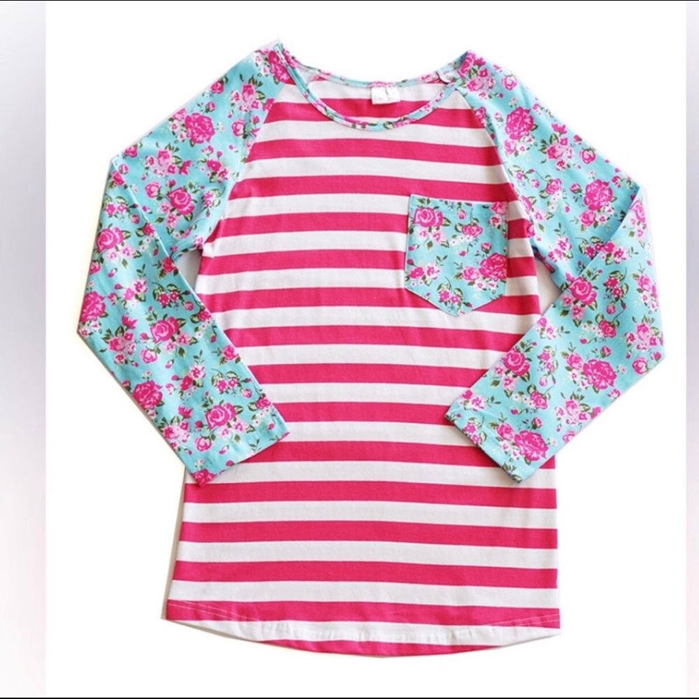 Floral Stripe Raglan Top. Now available!